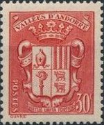 Andorra (French admin) 1936 - set Coat of arms: 30 c