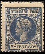 Fernando Pò 1900 - set King Alfonso XIII: 5 c