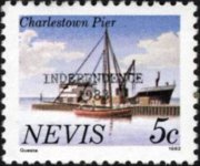Nevis 1983 - serie Vedute - soprastampati: 5 c