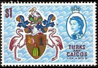 Turks e Caicos 1971 - serie Regina Elisabetta II e soggetti vari (dollari): 1 $