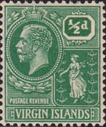 Isole Vergini britanniche 1922 - serie Re Giorgio V e Sant'Ursula: ½ p