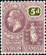 Isole Vergini britanniche 1922 - serie Re Giorgio V e Sant'Ursula: 5 p