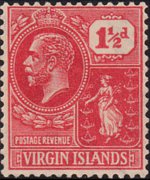 Isole Vergini britanniche 1922 - serie Re Giorgio V e Sant'Ursula: 1½ p
