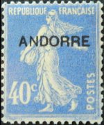 Andorra (amministrazione francese) 1931 - serie Francobolli francesi soprastampati: 40 c