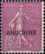 Andorra (amministrazione francese) 1931 - serie Francobolli francesi soprastampati: 75 c