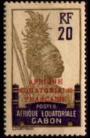 Gabon 1924 - set Colonial subjects - overprinted: 20 c