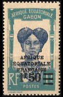 Gabon 1924 - set Colonial subjects - overprinted: 1,50 fr su 1 fr