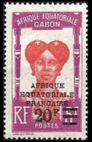 Gabon 1924 - set Colonial subjects - overprinted: 20 fr su 5 fr