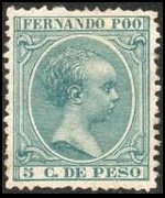 Fernando Pò 1894 - set King Alfonso XIII: 5 c