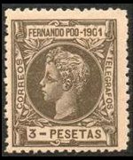 Fernando Pò 1901 - set King Alfonso XIII: 3 ptas