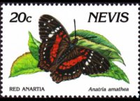 Nevis 1991 - serie Farfalle: 20 c