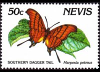 Nevis 1991 - serie Farfalle: 50 c