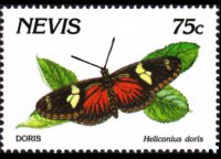 Nevis 1991 - set Butterflies: 75 c