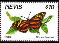Nevis 1991 - set Butterflies: 10 $