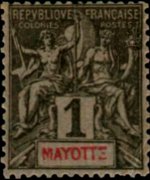 Mayotte 1892 - serie Navigazione e commercio: 1 c