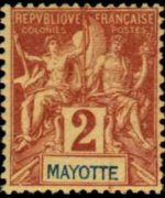 Mayotte 1892 - serie Navigazione e commercio: 2 c