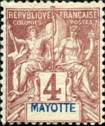 Mayotte 1892 - serie Navigazione e commercio: 4 c