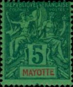 Mayotte 1892 - serie Navigazione e commercio: 5 c