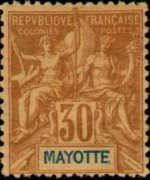 Mayotte 1892 - serie Navigazione e commercio: 30 c