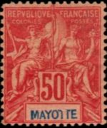 Mayotte 1892 - serie Navigazione e commercio: 50 c