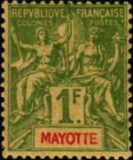 Mayotte 1892 - serie Navigazione e commercio: 1 fr