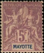 Mayotte 1892 - serie Navigazione e commercio: 5 fr