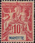 Mayotte 1892 - serie Navigazione e commercio: 10 c
