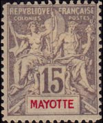 Mayotte 1892 - serie Navigazione e commercio: 15 c