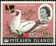 Pitcairn Islands 1967 - set Ships and birds - overprinted: 10 c su 8 p