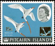 Pitcairn Islands 1967 - set Ships and birds - overprinted: 15 c su 10 p