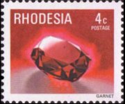 Rhodesia 1978 - set Gemstones, wild animals and waterfalls: 4 c