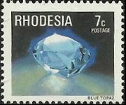 Rhodesia 1978 - set Gemstones, wild animals and waterfalls: 7 c