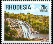 Rhodesia 1978 - set Gemstones, wild animals and waterfalls: 25 c
