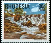 Rhodesia 1978 - set Gemstones, wild animals and waterfalls: 30 c
