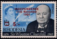 Rhodesia 1966 - set Sir Winston Churchill - overprinted: 5 sh su 1'3 sh