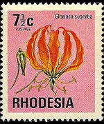 Rhodesia 1974 - set Antelopes, flowers and butterflies: 7½ c