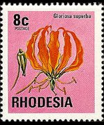 Rhodesia 1974 - set Antelopes, flowers and butterflies: 8 c