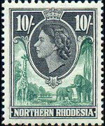 Rhodesia del nord 1953 - serie Regina Elisabetta II: 10 sh