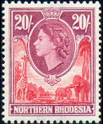 Rhodesia del nord 1953 - serie Regina Elisabetta II: 20 sh