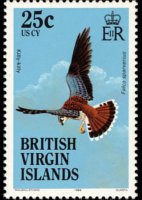 Isole Vergini britanniche 1985 - serie Uccelli: 25 c