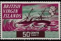 Isole Vergini britanniche 1970 - serie Navi: 50 c